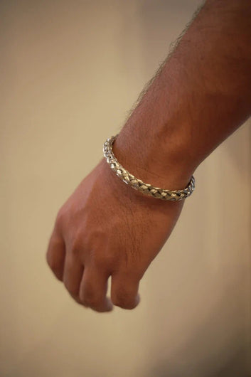 Basket Weave Braided Steel Hearts Bracelet - Hunarr
