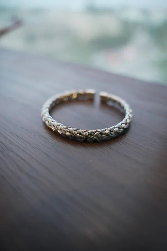 Basket Weave Braided Steel Hearts Bracelet - Hunarr