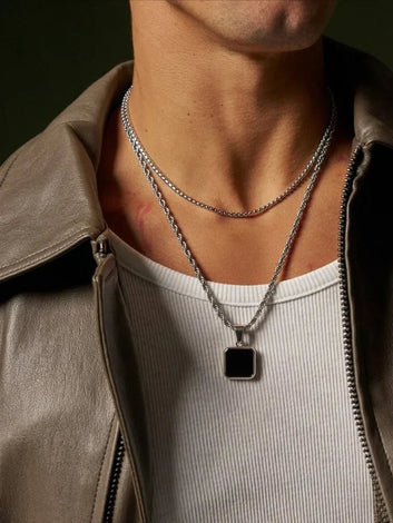 Double Layer Geometric Pendant Necklace - Hunarr